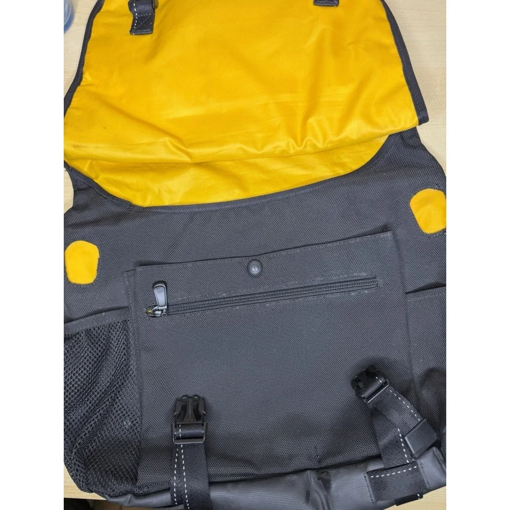 TUMI T TECH 57012D Black Yellow Ballistic Nylon Messenger Bag w/ Strap & Manual